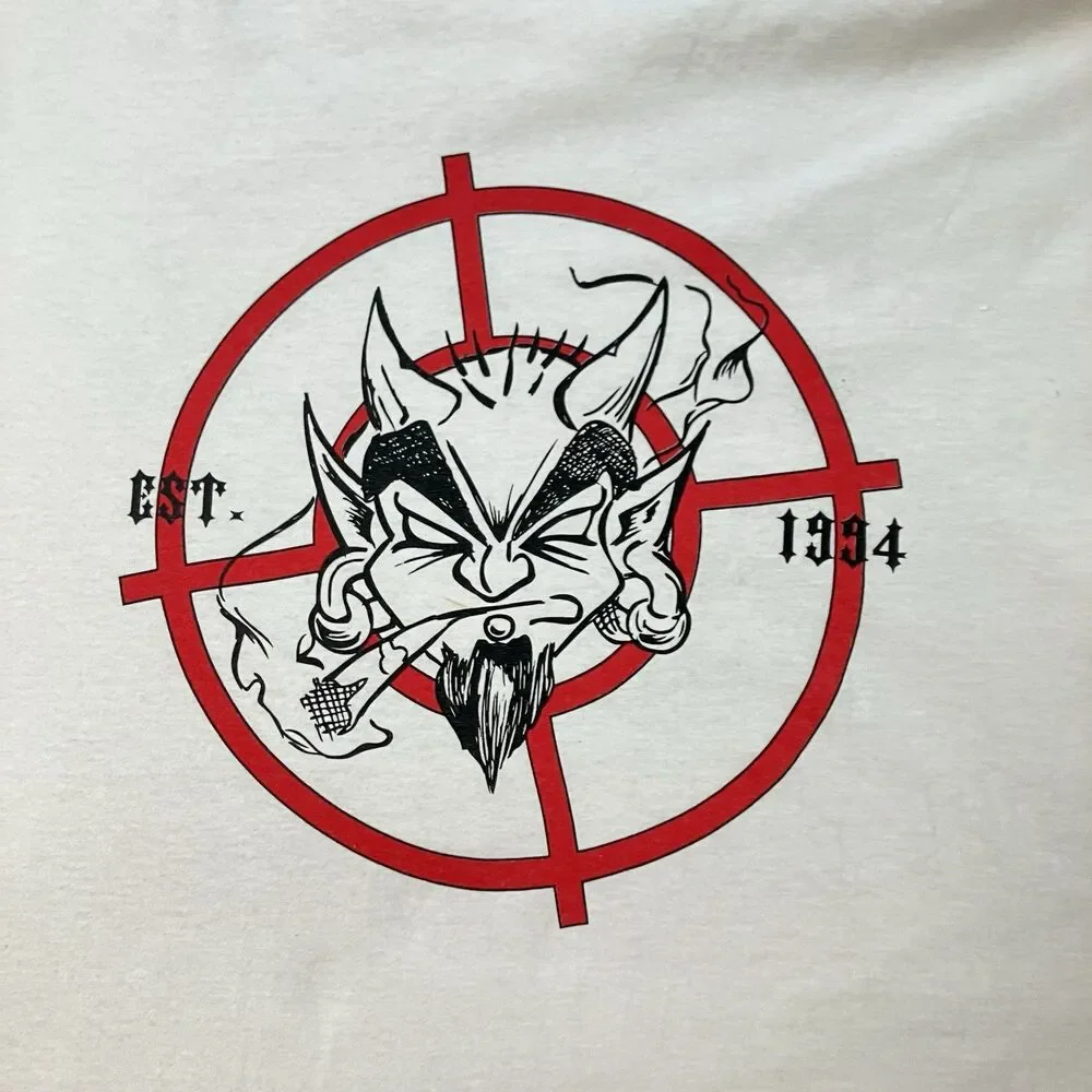 Gildan Graphic T Shirt Mens XL White God Guns Guts Biker Tattoo America Tee‎